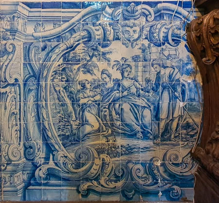 Painel de azulejos (Cartela do pastor presenteando Sulamita)