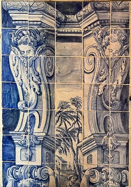 Painel de azulejos (menino segurando cajado)