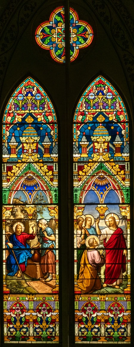 Vitral (1: Bom Pastor; 2: Conversão de São Pedro)