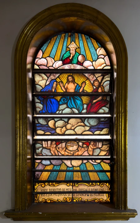 Vitral [Cristo, Deus Pai, Virgem Maria e São José]